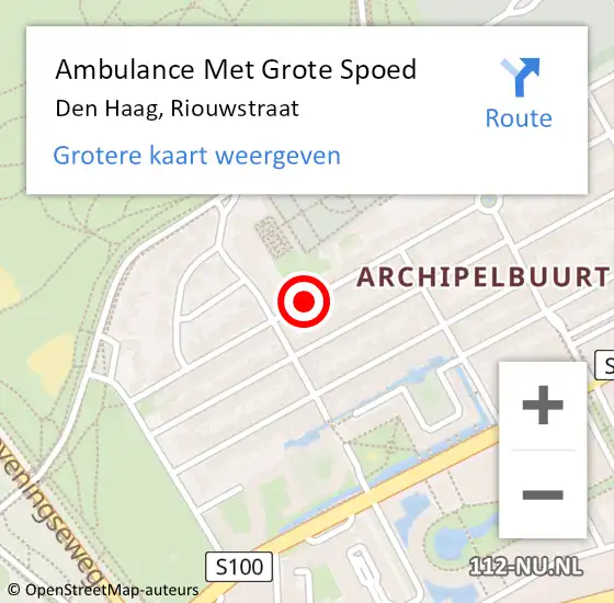 Locatie op kaart van de 112 melding: Ambulance Met Grote Spoed Naar Den Haag, Riouwstraat op 18 januari 2019 07:43