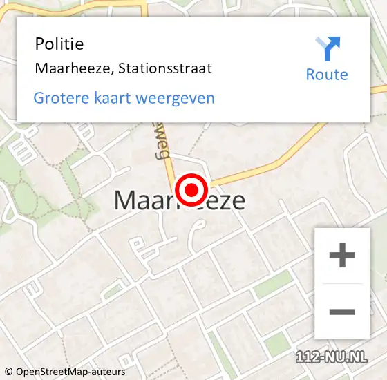 Locatie op kaart van de 112 melding: Politie Maarheeze, Stationsstraat op 18 januari 2019 08:19