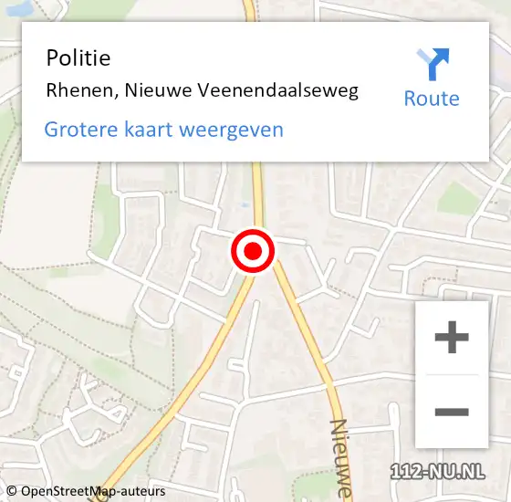 Locatie op kaart van de 112 melding: Politie Rhenen, Nieuwe Veenendaalseweg op 18 januari 2019 08:41