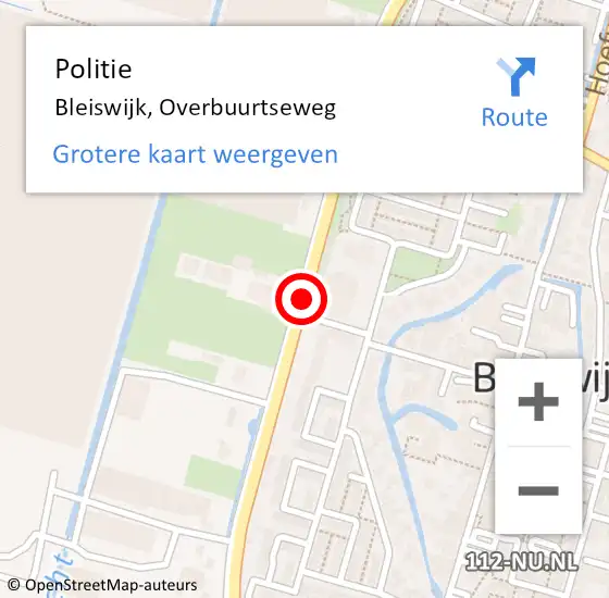 Locatie op kaart van de 112 melding: Politie Bleiswijk, Overbuurtseweg op 18 januari 2019 08:46