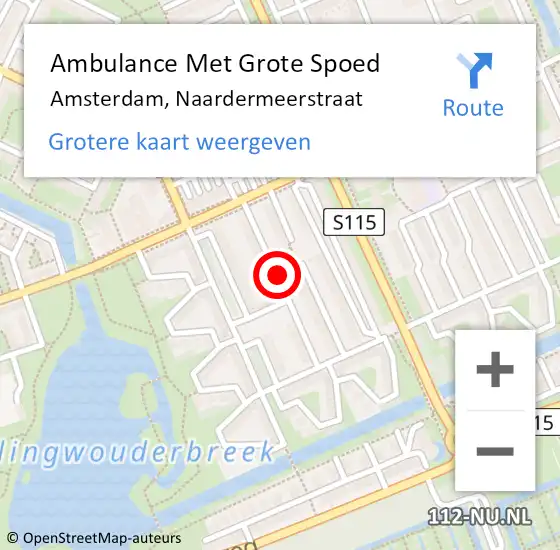 Locatie op kaart van de 112 melding: Ambulance Met Grote Spoed Naar Amsterdam, Naardermeerstraat op 18 januari 2019 09:17