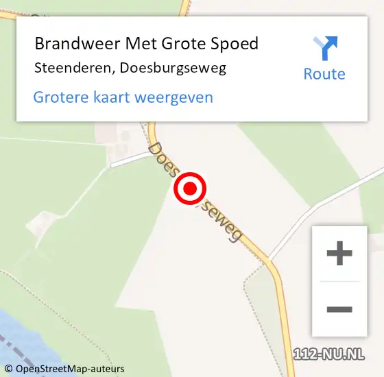 Locatie op kaart van de 112 melding: Brandweer Met Grote Spoed Naar Steenderen, Doesburgseweg op 18 januari 2019 09:34