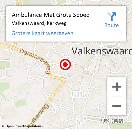 Locatie op kaart van de 112 melding: Ambulance Met Grote Spoed Naar Valkenswaard, Kerkweg op 18 januari 2019 10:50