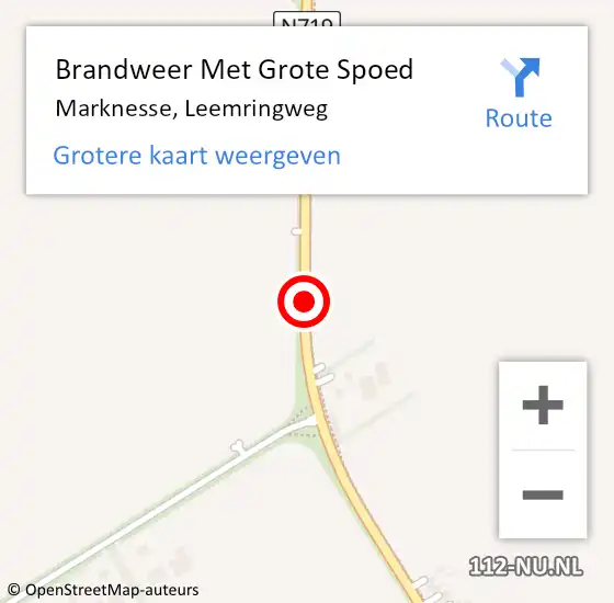 Locatie op kaart van de 112 melding: Brandweer Met Grote Spoed Naar Marknesse, Leemringweg op 18 januari 2019 11:07