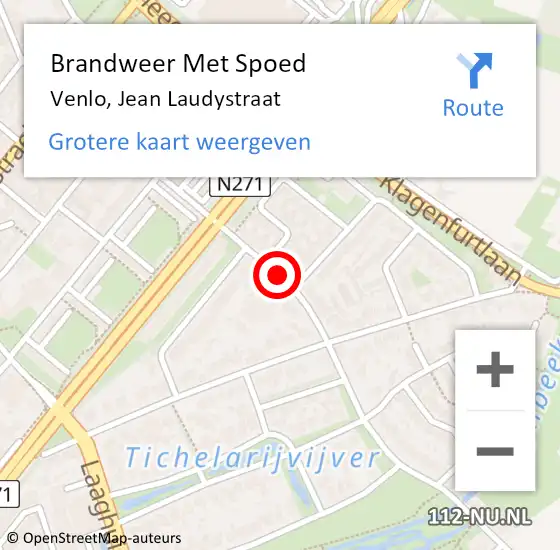 Locatie op kaart van de 112 melding: Brandweer Met Spoed Naar Venlo, Jean Laudystraat op 18 januari 2019 11:40