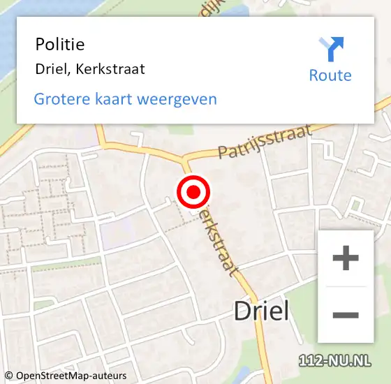 Locatie op kaart van de 112 melding: Politie Driel, Kerkstraat op 18 januari 2019 11:44