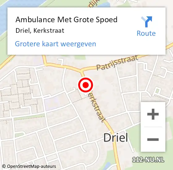 Locatie op kaart van de 112 melding: Ambulance Met Grote Spoed Naar Driel, Kerkstraat op 18 januari 2019 11:46