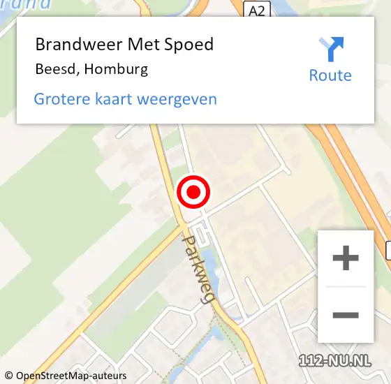 Locatie op kaart van de 112 melding: Brandweer Met Spoed Naar Beesd, Homburg op 18 januari 2019 12:11