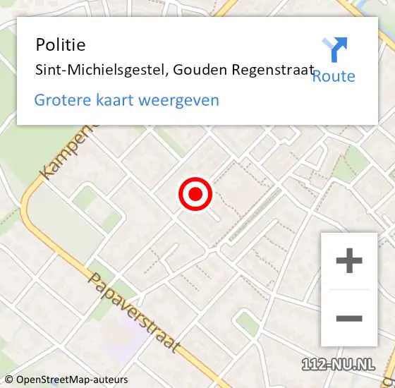 Locatie op kaart van de 112 melding: Politie Sint-Michielsgestel, Gouden Regenstraat op 18 januari 2019 12:18