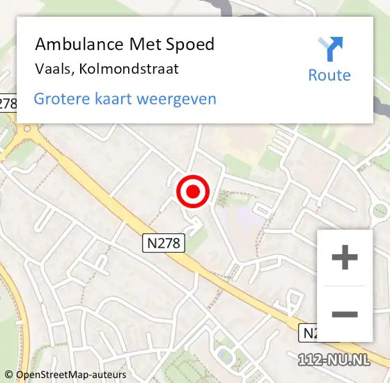 Locatie op kaart van de 112 melding: Ambulance Met Spoed Naar Vaals, Kolmondstraat op 20 maart 2014 21:15