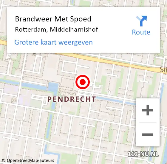 Locatie op kaart van de 112 melding: Brandweer Met Spoed Naar Rotterdam, Middelharnishof op 18 januari 2019 12:51