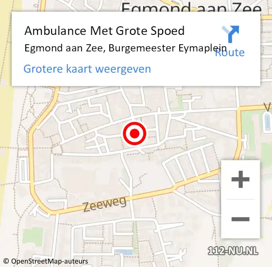 Locatie op kaart van de 112 melding: Ambulance Met Grote Spoed Naar Egmond aan Zee, Burgemeester Eymaplein op 18 januari 2019 13:07