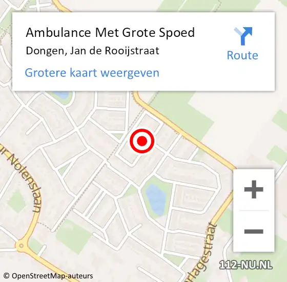 Locatie op kaart van de 112 melding: Ambulance Met Grote Spoed Naar Dongen, Jan de Rooijstraat op 18 januari 2019 13:47