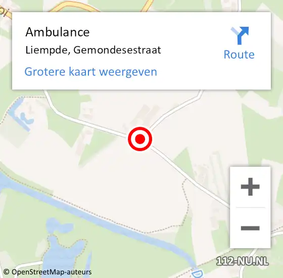 Locatie op kaart van de 112 melding: Ambulance Liempde, Gemondesestraat op 18 januari 2019 14:23