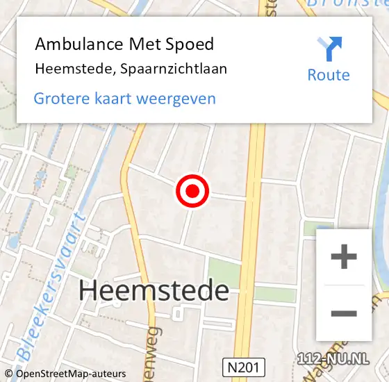 Locatie op kaart van de 112 melding: Ambulance Met Spoed Naar Heemstede, Spaarnzichtlaan op 18 januari 2019 15:52