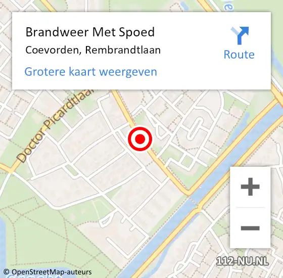 Locatie op kaart van de 112 melding: Brandweer Met Spoed Naar Coevorden, Rembrandtlaan op 18 januari 2019 16:30