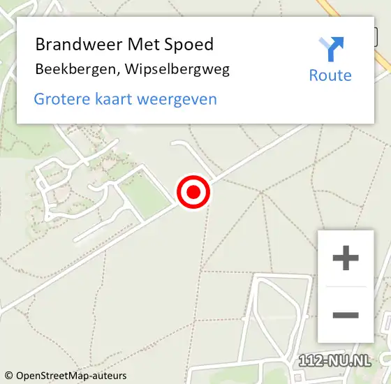 Locatie op kaart van de 112 melding: Brandweer Met Spoed Naar Beekbergen, Wipselbergweg op 18 januari 2019 18:10