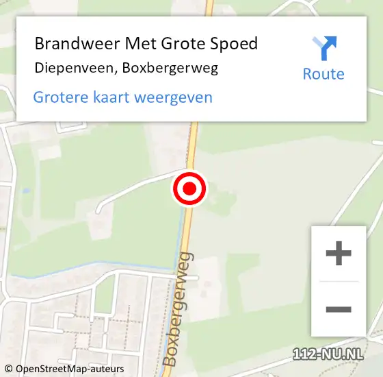 Locatie op kaart van de 112 melding: Brandweer Met Grote Spoed Naar Diepenveen, Boxbergerweg op 18 januari 2019 18:54
