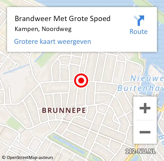 Locatie op kaart van de 112 melding: Brandweer Met Grote Spoed Naar Kampen, Noordweg op 18 januari 2019 19:32