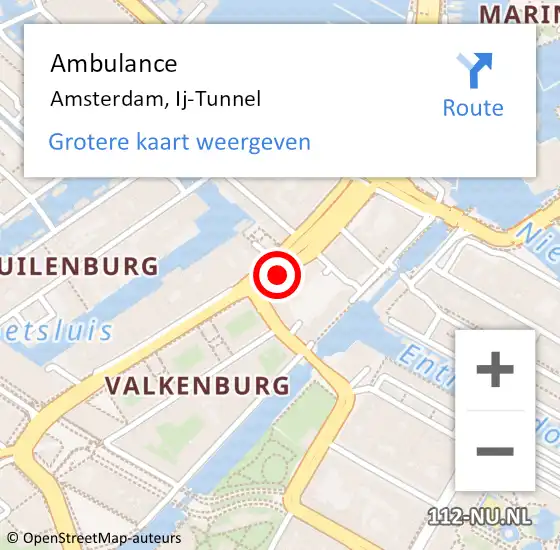 Locatie op kaart van de 112 melding: Ambulance Amsterdam, Ij-Tunnel op 18 januari 2019 20:06