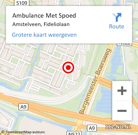Locatie op kaart van de 112 melding: Ambulance Met Spoed Naar Amstelveen, Fideliolaan op 18 januari 2019 20:21