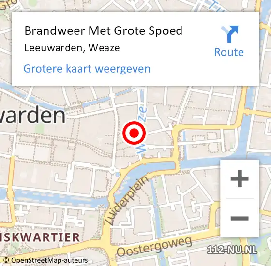 Locatie op kaart van de 112 melding: Brandweer Met Grote Spoed Naar Leeuwarden, Weaze op 18 januari 2019 20:24