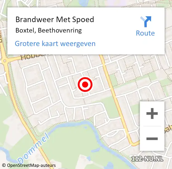 Locatie op kaart van de 112 melding: Brandweer Met Spoed Naar Boxtel, Beethovenring op 18 januari 2019 20:50