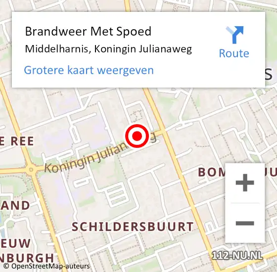 Locatie op kaart van de 112 melding: Brandweer Met Spoed Naar Middelharnis, Koningin Julianaweg op 18 januari 2019 21:16