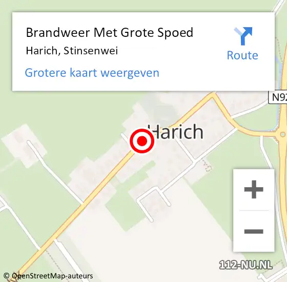 Locatie op kaart van de 112 melding: Brandweer Met Grote Spoed Naar Harich, Stinsenwei op 18 januari 2019 21:24