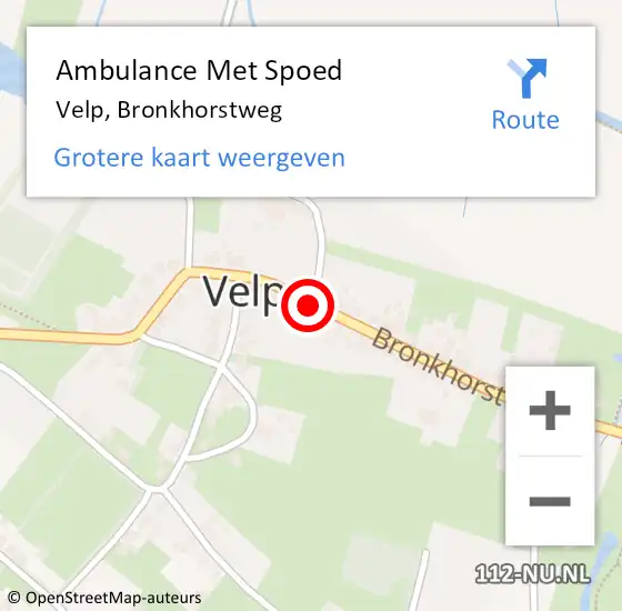 Locatie op kaart van de 112 melding: Ambulance Met Spoed Naar Velp, Bronkhorstweg op 18 januari 2019 22:19