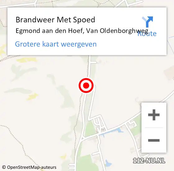 Locatie op kaart van de 112 melding: Brandweer Met Spoed Naar Egmond aan den Hoef, Van Oldenborghweg op 18 januari 2019 22:55