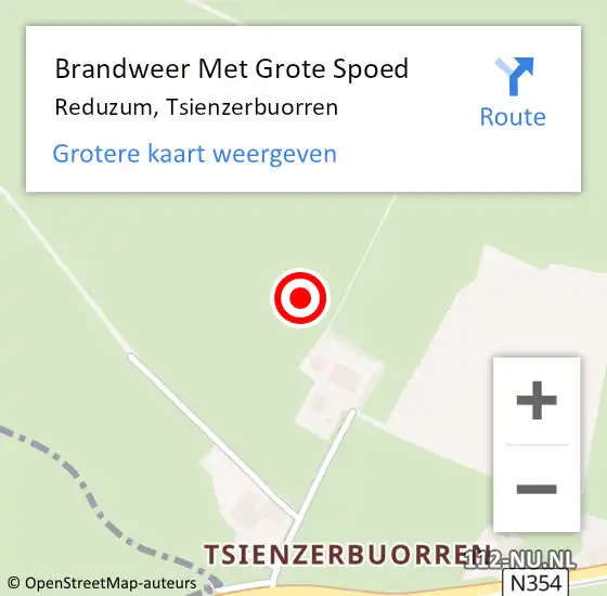 Locatie op kaart van de 112 melding: Brandweer Met Grote Spoed Naar Reduzum, Tsienzerbuorren op 19 januari 2019 00:50