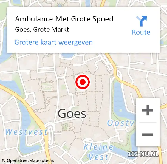 Locatie op kaart van de 112 melding: Ambulance Met Grote Spoed Naar Goes, Grote Markt op 19 januari 2019 04:16