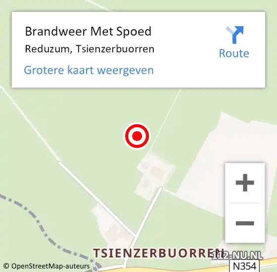 Locatie op kaart van de 112 melding: Brandweer Met Spoed Naar Reduzum, Tsienzerbuorren op 19 januari 2019 04:44