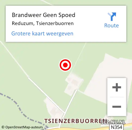 Locatie op kaart van de 112 melding: Brandweer Geen Spoed Naar Reduzum, Tsienzerbuorren op 19 januari 2019 07:18