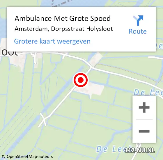 Locatie op kaart van de 112 melding: Ambulance Met Grote Spoed Naar Amsterdam, Dorpsstraat Holysloot op 19 januari 2019 08:15