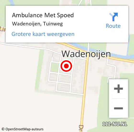 Locatie op kaart van de 112 melding: Ambulance Met Spoed Naar Wadenoijen, Tuinweg op 19 januari 2019 11:03