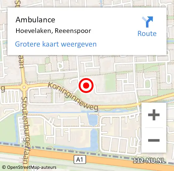 Locatie op kaart van de 112 melding: Ambulance Hoevelaken, Reeenspoor op 19 januari 2019 11:57