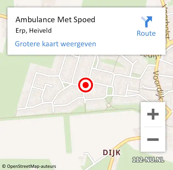 Locatie op kaart van de 112 melding: Ambulance Met Spoed Naar Erp, Heiveld op 19 januari 2019 12:08