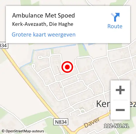 Locatie op kaart van de 112 melding: Ambulance Met Spoed Naar Kerk-Avezaath, Die Haghe op 19 januari 2019 13:50