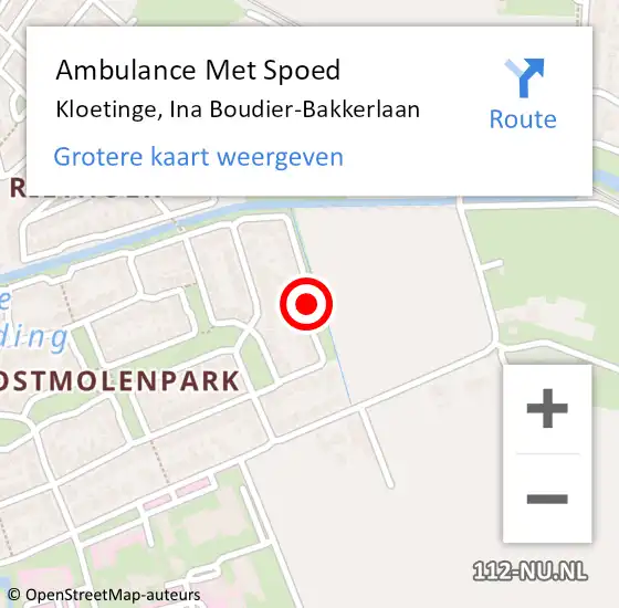 Locatie op kaart van de 112 melding: Ambulance Met Spoed Naar Kloetinge, Ina Boudier-Bakkerlaan op 19 januari 2019 14:17