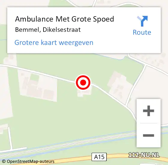 Locatie op kaart van de 112 melding: Ambulance Met Grote Spoed Naar Bemmel, Dikelsestraat op 19 januari 2019 14:33