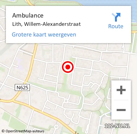 Locatie op kaart van de 112 melding: Ambulance Lith, Willem-Alexanderstraat op 19 januari 2019 14:42