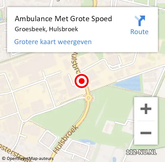 Locatie op kaart van de 112 melding: Ambulance Met Grote Spoed Naar Groesbeek, Hulsbroek op 19 januari 2019 15:47