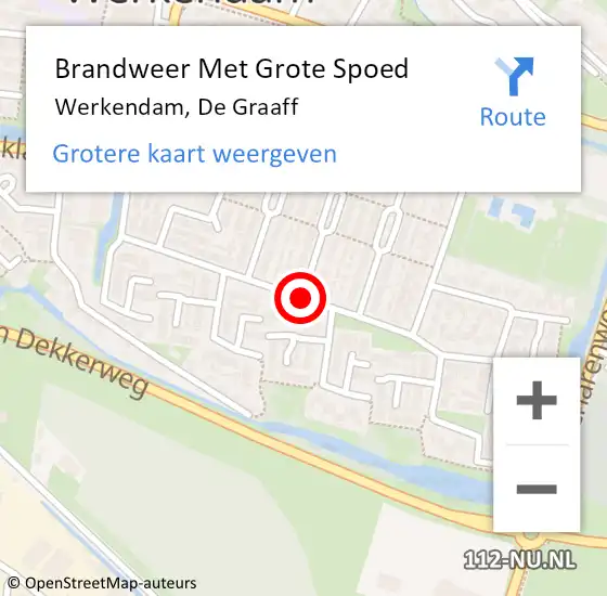 Locatie op kaart van de 112 melding: Brandweer Met Grote Spoed Naar Werkendam, De Graaff op 19 januari 2019 16:29