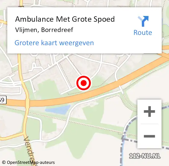 Locatie op kaart van de 112 melding: Ambulance Met Grote Spoed Naar Vlijmen, Borredreef op 19 januari 2019 17:37