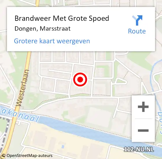 Locatie op kaart van de 112 melding: Brandweer Met Grote Spoed Naar Dongen, Marsstraat op 19 januari 2019 17:41