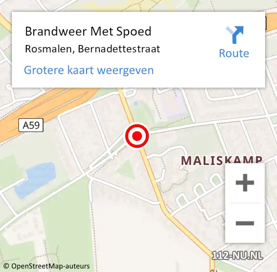 Locatie op kaart van de 112 melding: Brandweer Met Spoed Naar Rosmalen, Bernadettestraat op 19 januari 2019 17:55