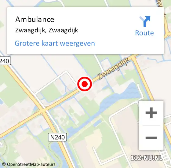 Locatie op kaart van de 112 melding: Ambulance Zwaagdijk, Zwaagdijk op 19 januari 2019 18:23