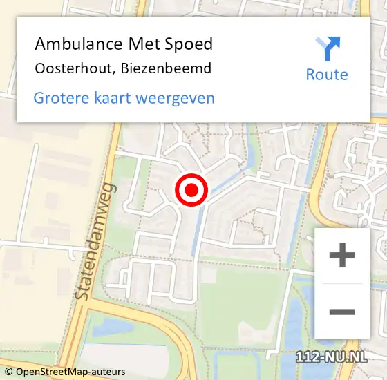 Locatie op kaart van de 112 melding: Ambulance Met Spoed Naar Oosterhout, Biezenbeemd op 19 januari 2019 18:28